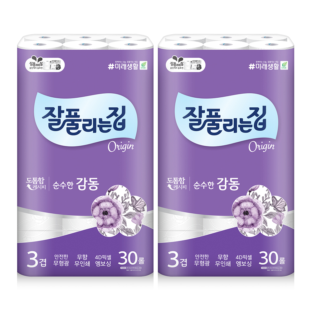 잘풀리는집 순수한감동 화장지, 3겹, 25m, 30롤, 2팩 토스쇼핑 특가