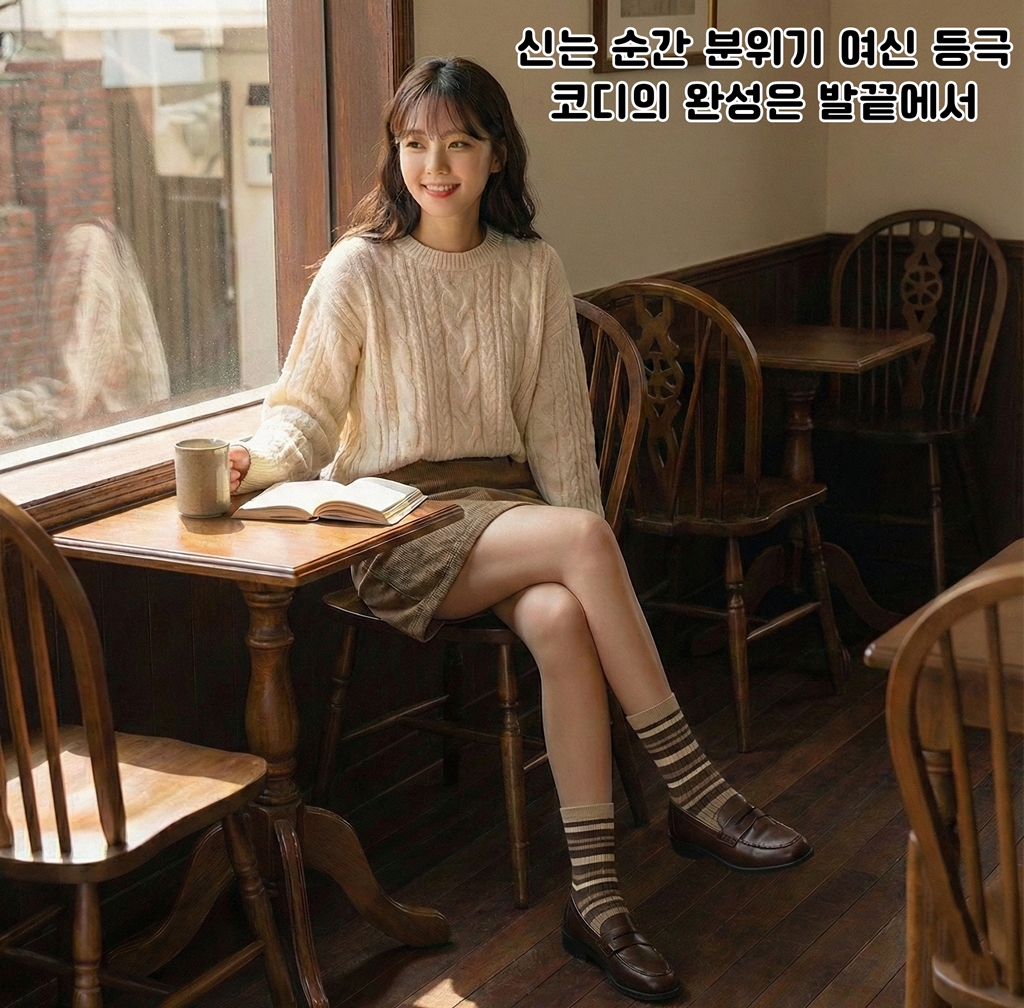 갓성비 브라운 중목 양말, 브라운 체크, FREE, 5켤레 상세 이미지 6