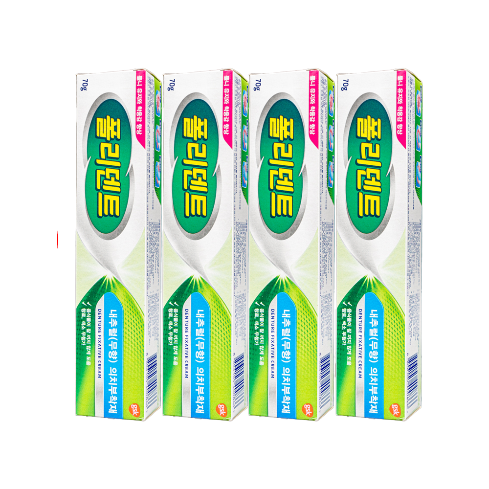 글락소스미스클라인 폴리덴트 내추럴 무향 의치부착재, 70g, 4개