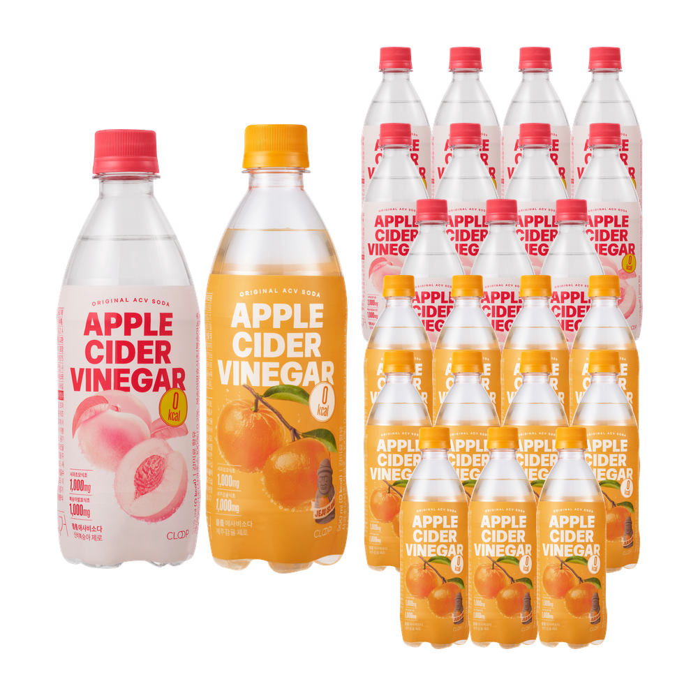 클룹 애사비소다 제로, 신비복숭아 500ml 12개 + 제주감귤 500ml 12개, 24개 상품 이미지 1