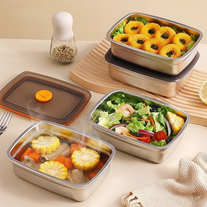 대용량 사각 밀폐 스테인리스 2개