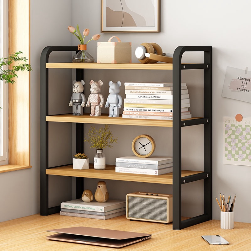 디멘오 미니 선반 소형 스탠드 책상 데스크 정리 고하중 트롤리 다용도 수납, 블랙 우드, 40x20x56cm, 3단