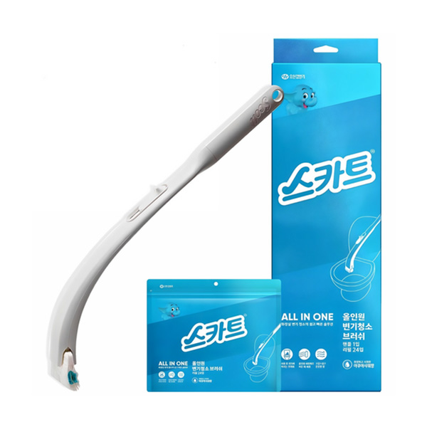 스카트 올인원 변기청소브러쉬 핸들 1P + 리필 12P