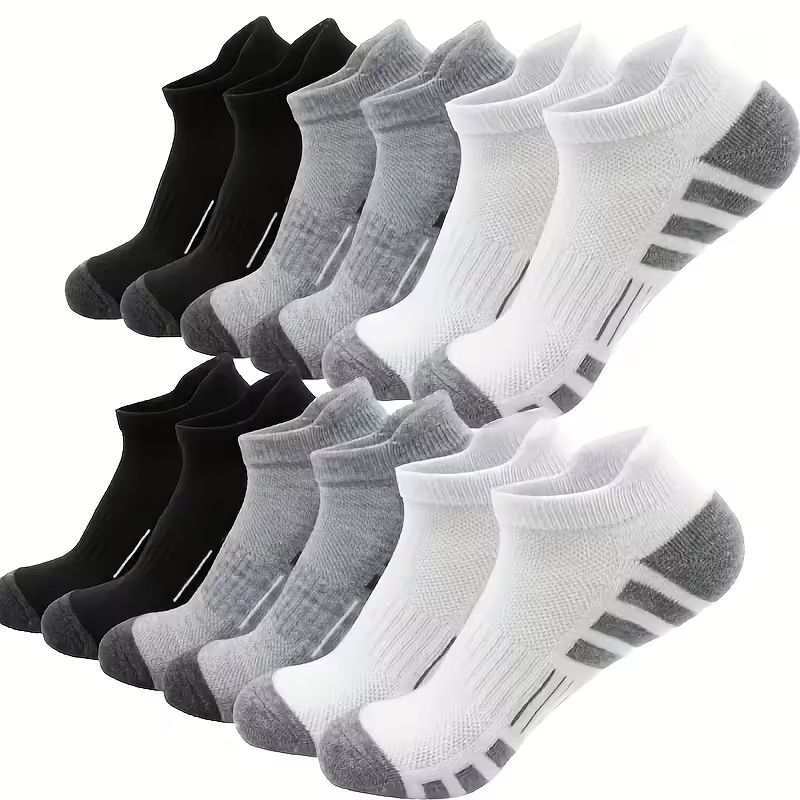 3D두툼쿠션 스포츠양말 대용량세트, 블랙 5개, 화이트 5개, FREE(230mm-275mm)