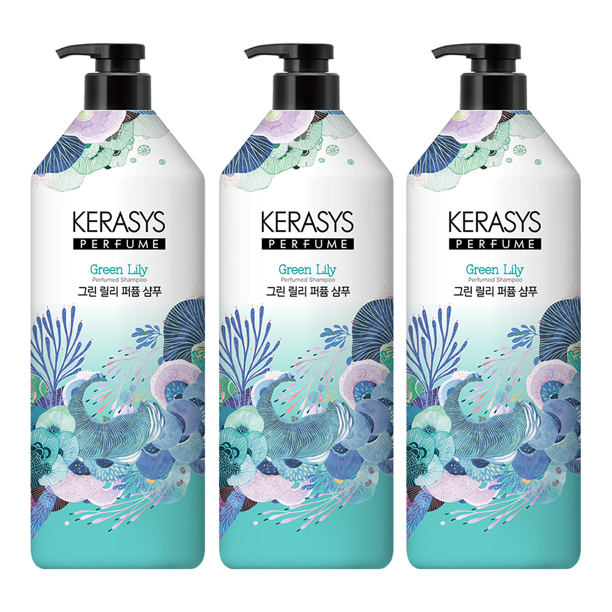 케라시스 그린 릴리 퍼퓸 샴푸, 1L, 3개