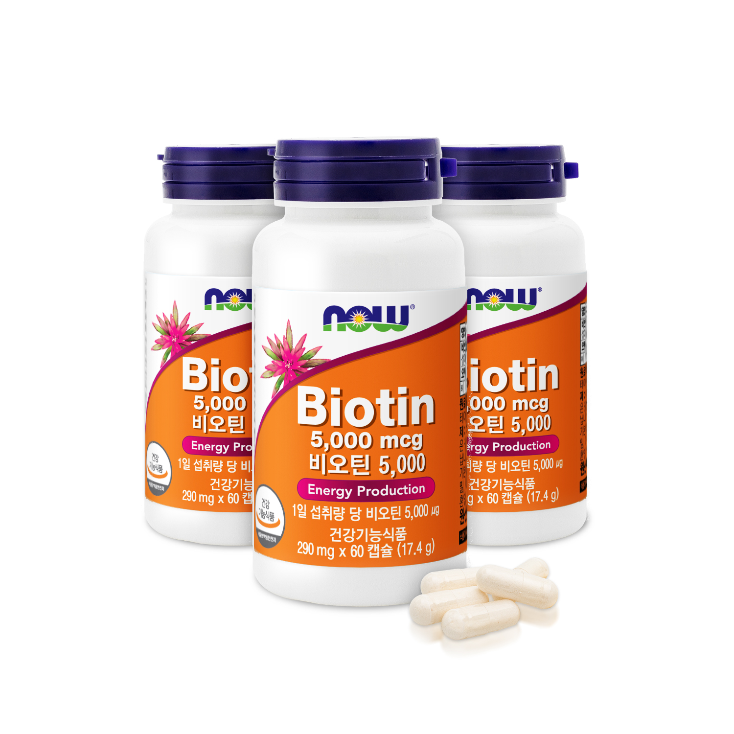 나우푸드 비오틴 5000mcg, 290mg, 60캡슐, 3개 상세 이미지 2