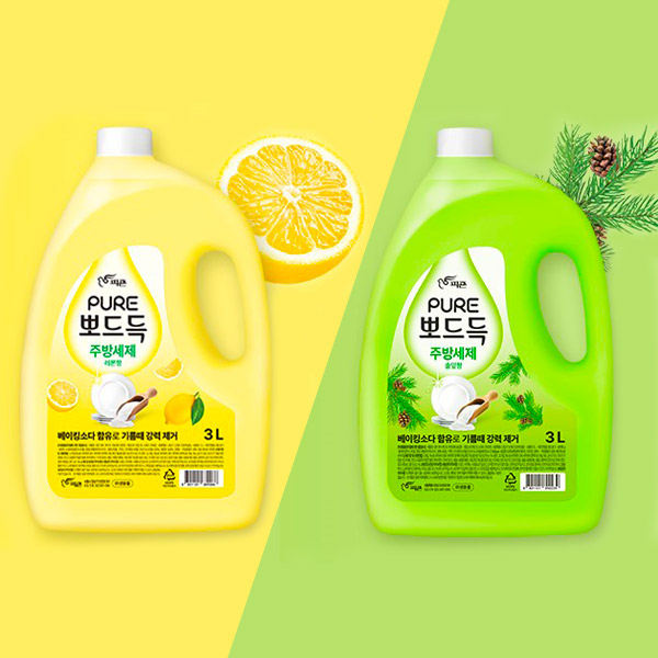 퓨어 뽀드득 주방세제 (레몬향+솔잎향) 3L + 3L