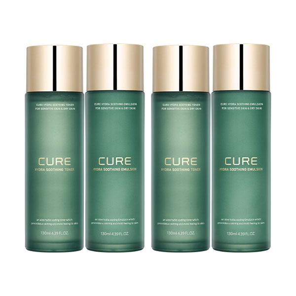 [토스쇼핑] 김정문알로에 큐어 하이드라 수딩 세트, 토너 130ml 1개 + 에멀젼 130ml 1개, 2세트