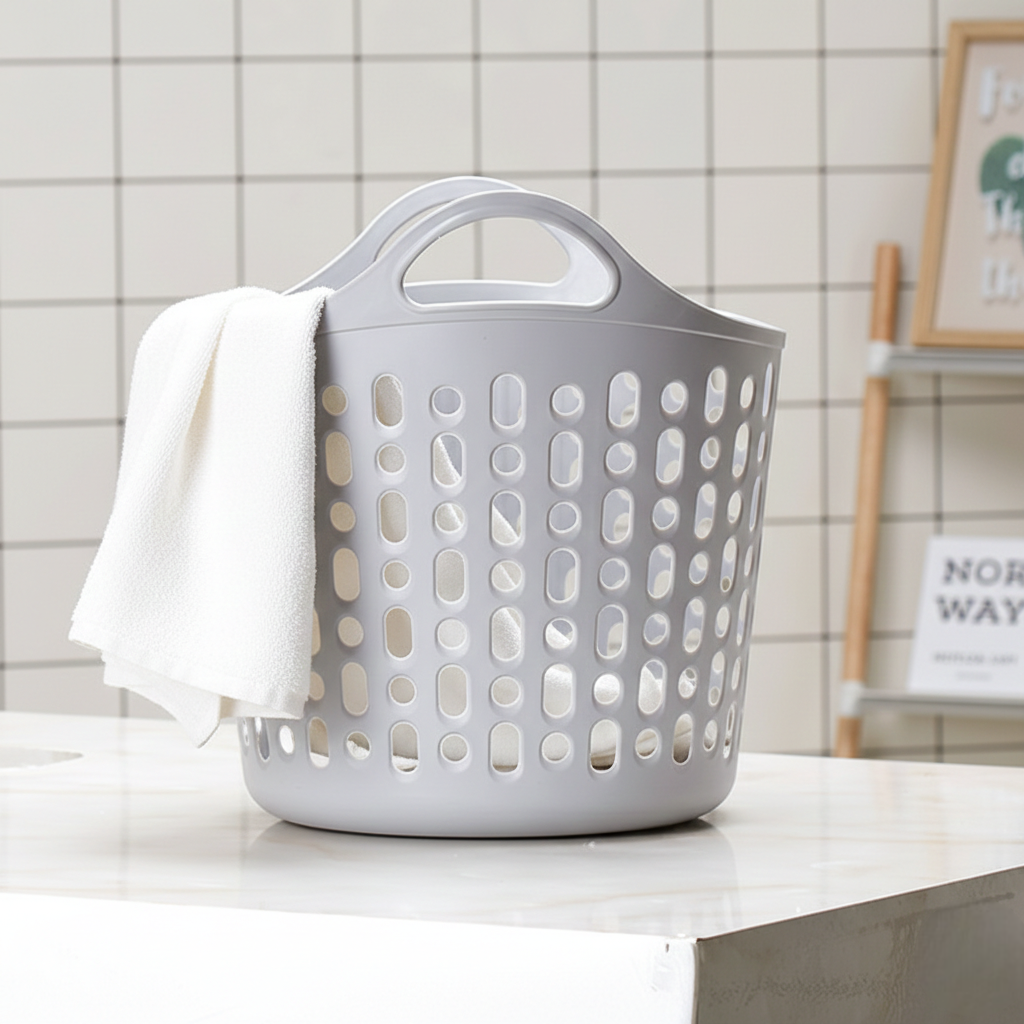 BCOZY 세탁 빨래바구니, 그레이, 45L, 1개