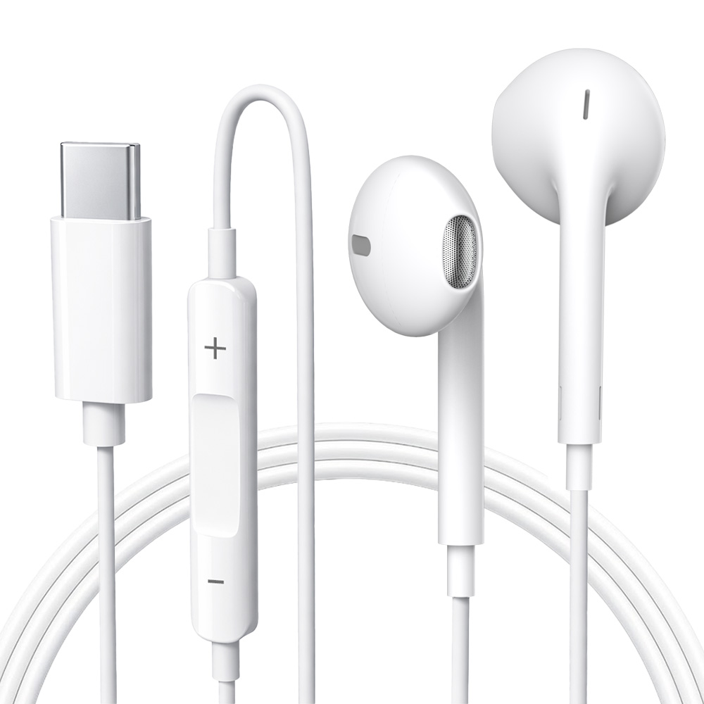프리미엄 USB-C 오픈형 이어폰, 화이트, 1개 상품 이미지 1