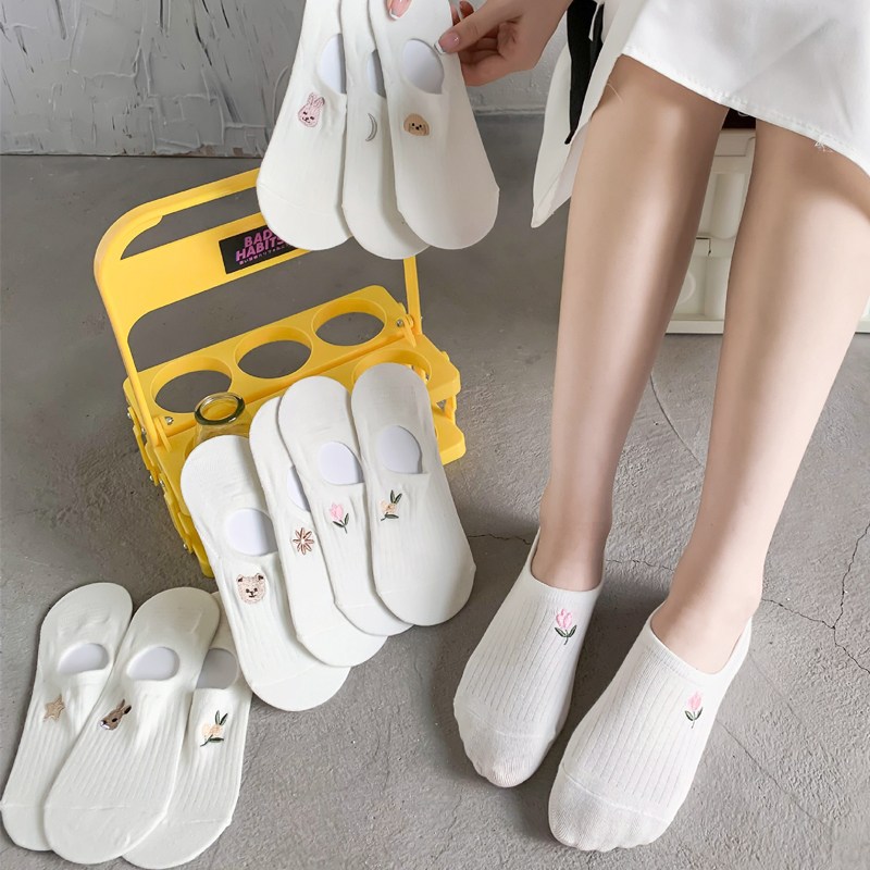 허블리 벗겨지지 않는 코튼자수 페이크삭스, 화이트, 10켤레, FREE (230~250mm) 상품 이미지 8