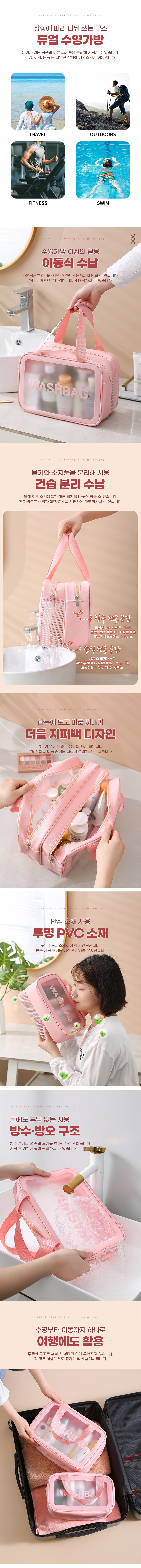 더블 메쉬 방수 수영가방, 블랙, M, 1개 상세 이미지 2