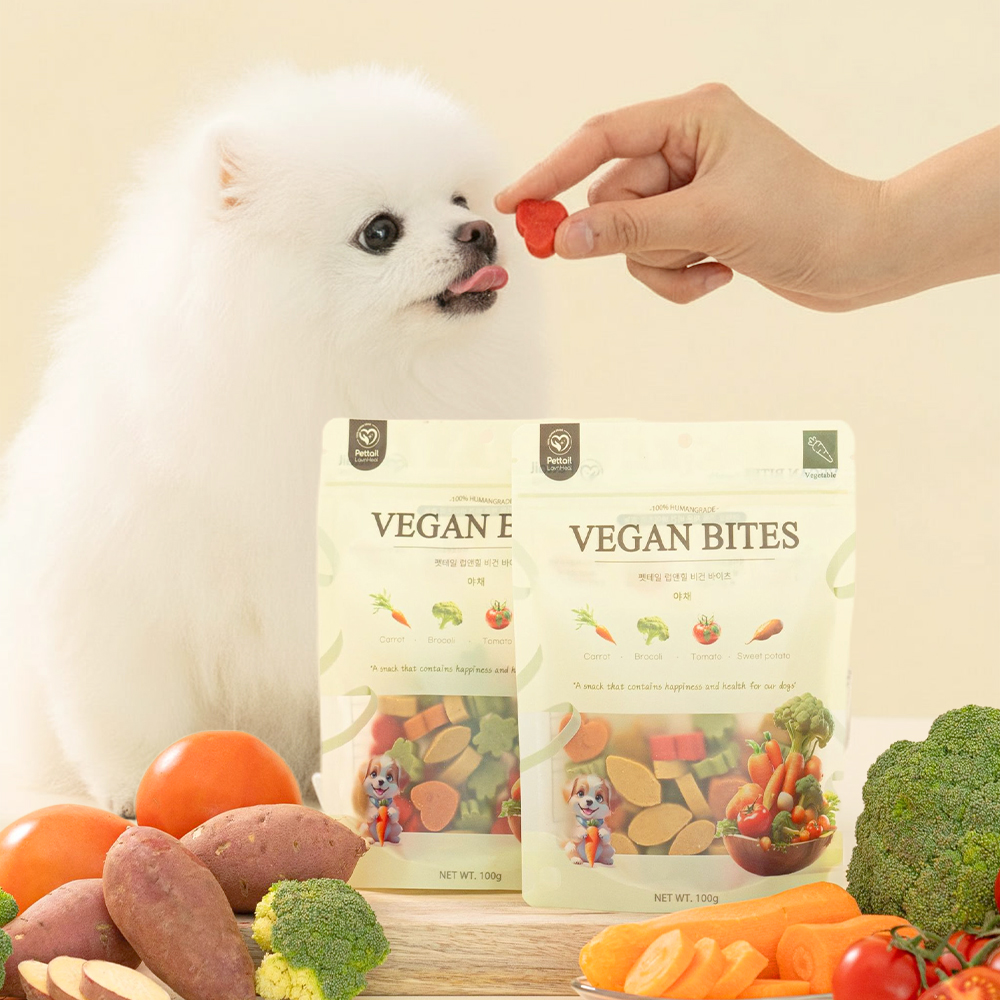 펫테일 럽앤힐 비건 바이츠 강아지 저알러지 수제간식, 야채믹스, 100g, 1개
