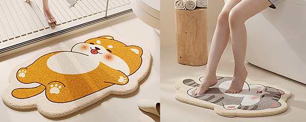 포근 발밑 동물 발매트, 60cm x 40cm, 시바견 1개 + 랜덤 1개, 2개