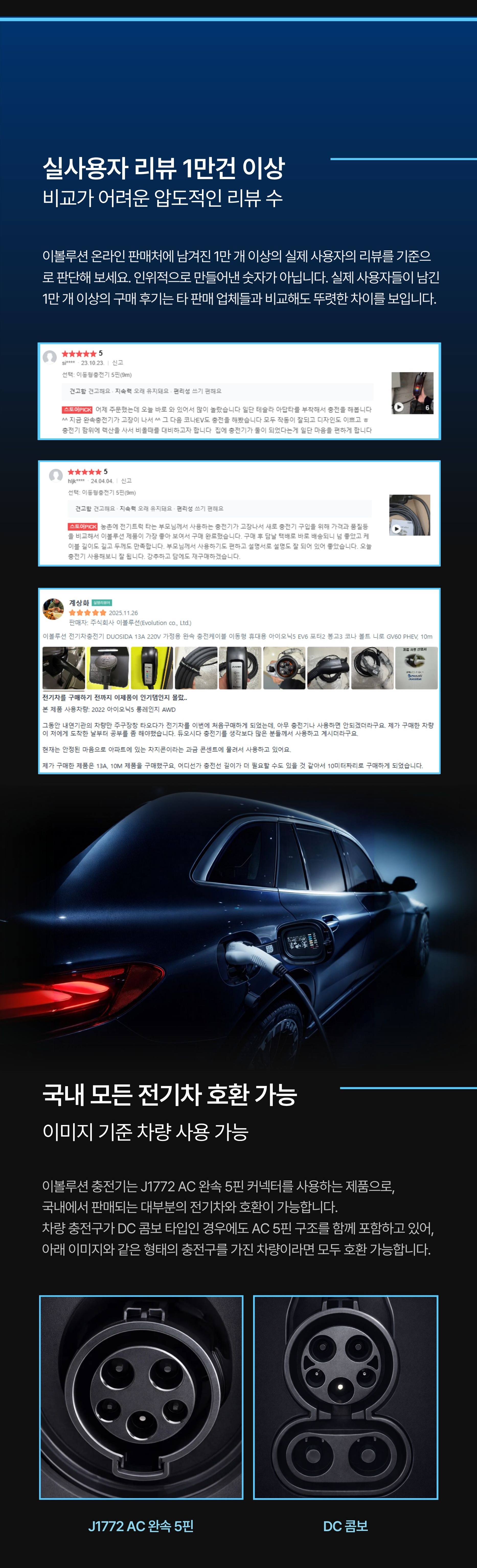 듀오시다 전기차 완속 충전케이블, 13A 220V, 5m, 블랙, 1개 상세 이미지 5