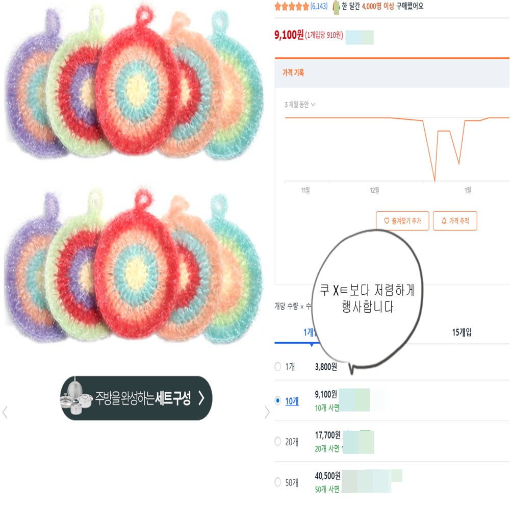 아크릴 수세미, 10개입, 1개 상세 이미지 2