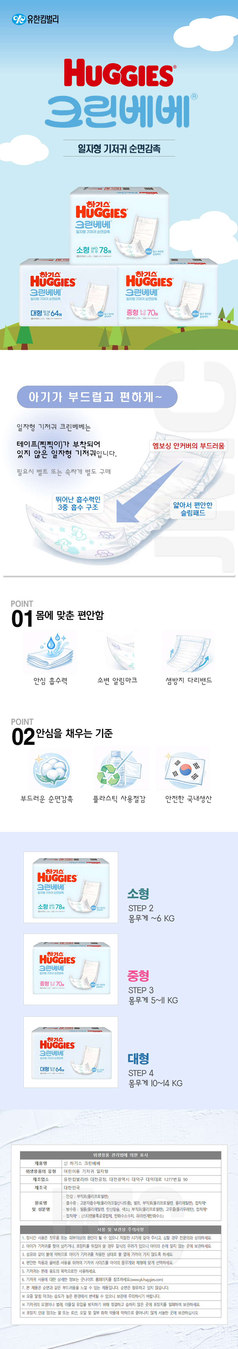 하기스 크린베베 일자형 기저귀, STEP4, 64매, 1팩 상세 이미지 1