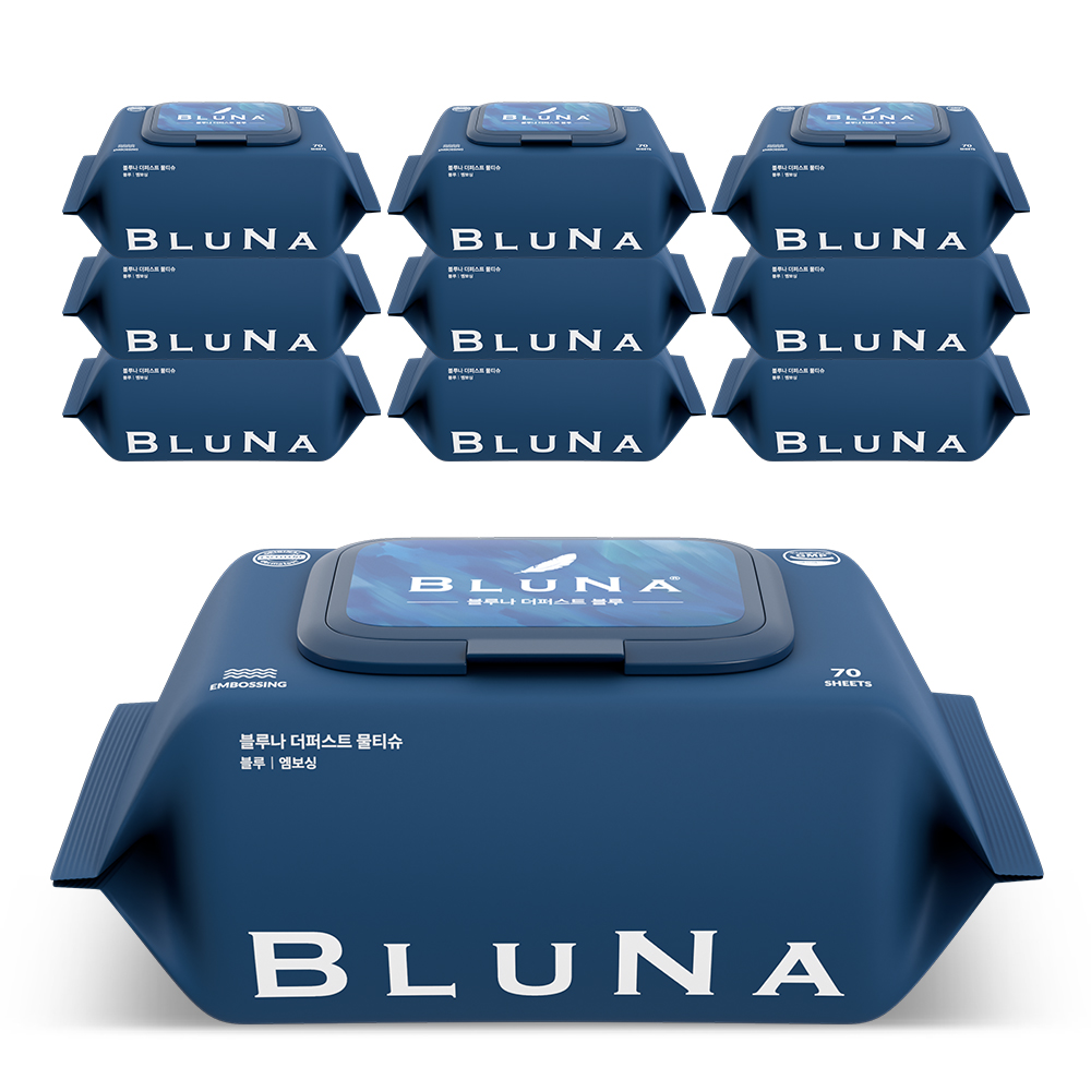 블루나 더퍼스트 물티슈 캡형 70매 10팩