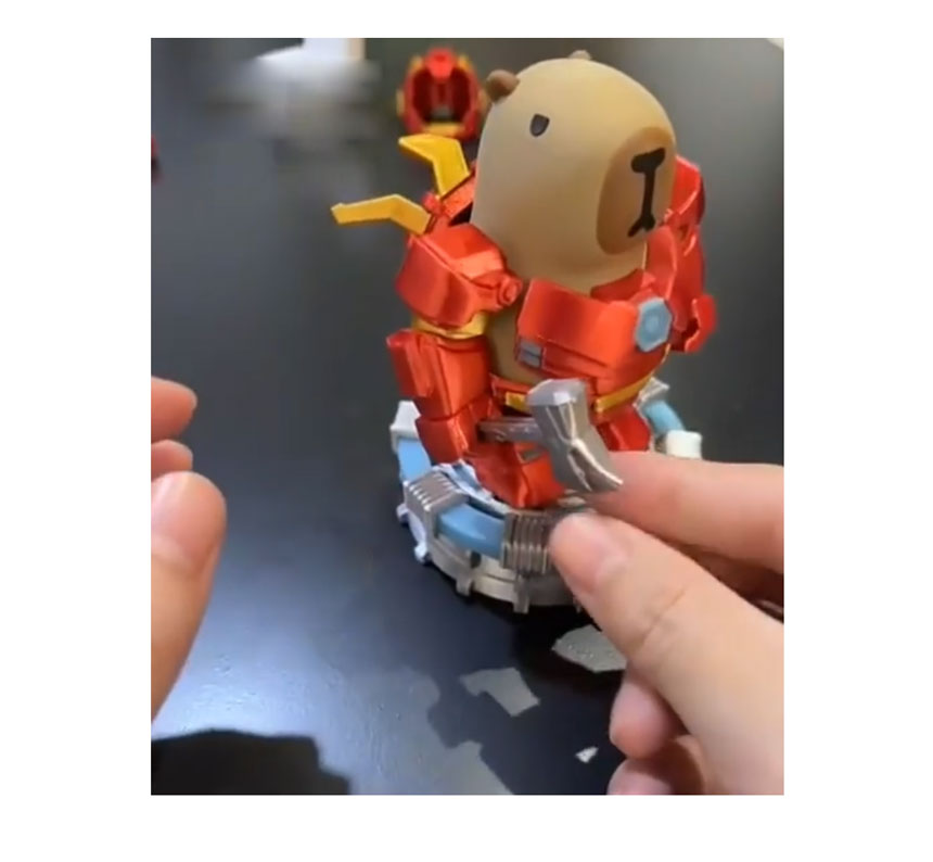 카피바라 아이언맨 변신 피규어 장난감 아이언바라 패키지 자석 마그네틱 컬러박스 3D 출력 조립 세트, 1개 상세 이미지 1