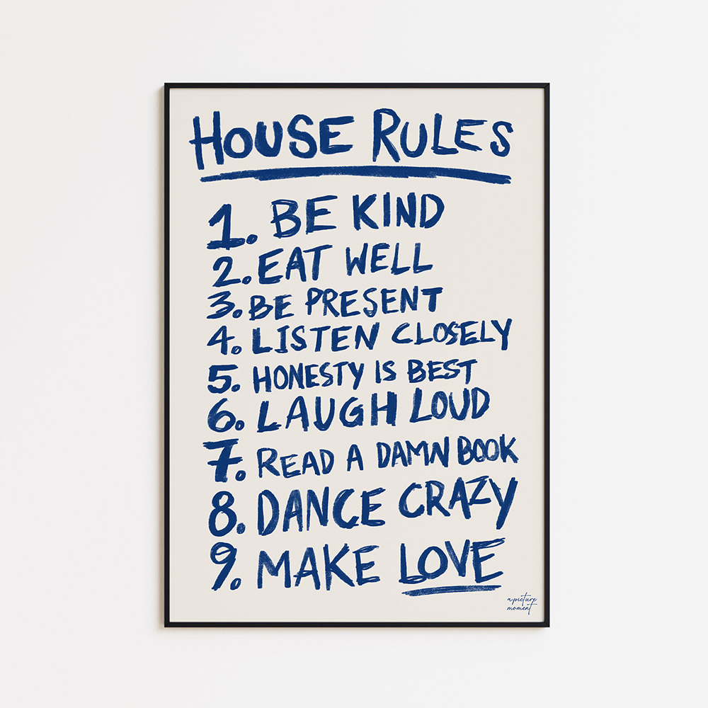 인테리어 포스터 빈티지 감성 거실 그림 모던 아트 액자 HOUSE RULES, A2