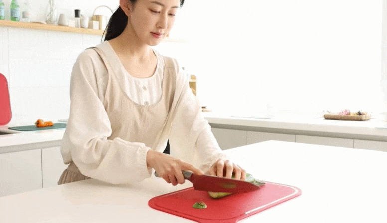 애슬라 칼집 안나는 4T 양면 항균 TPU 도마, 중형, 크림슨레드 1개 + 올리브그린 1개, 2개 상세 이미지 1