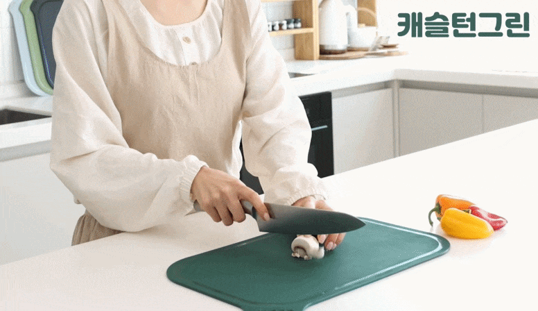 애슬라 칼집 안나는 4T 양면 항균 TPU 도마, 중형, 크림슨레드 1개 + 올리브그린 1개, 2개 상세 이미지 5