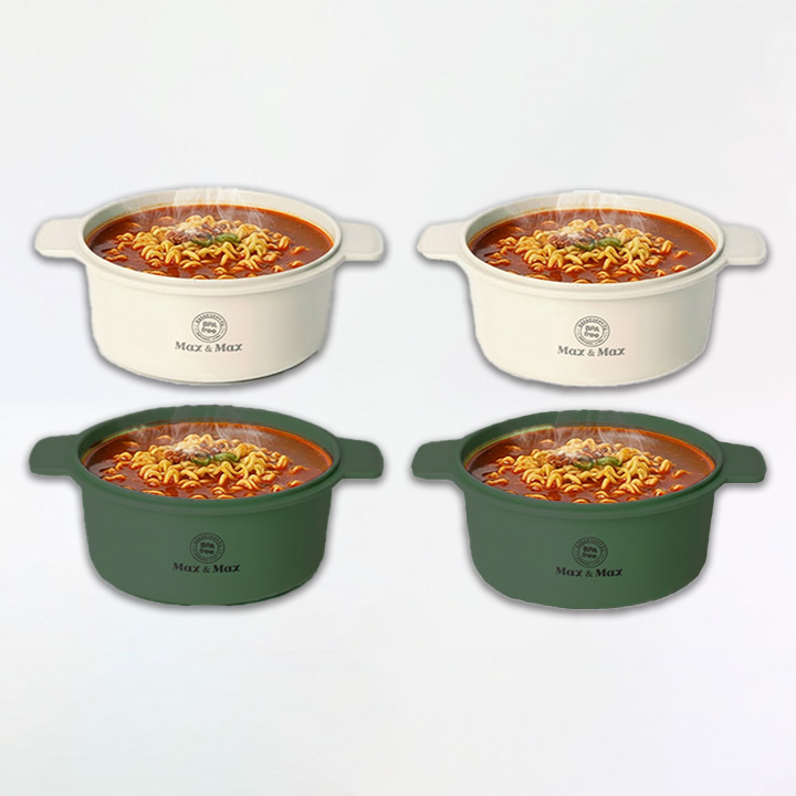[토스쇼핑] 맥스 앤 맥스 전자레인지 라면 용기, 아이보리 1L 2개 + 올리브그린 1L 2개, 4개