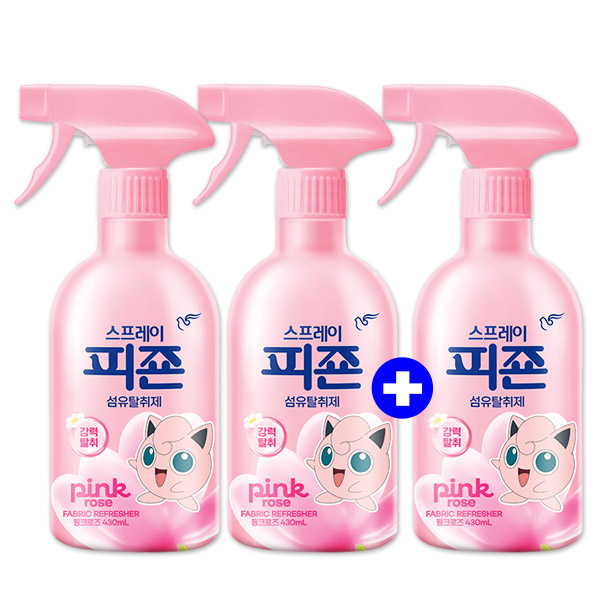 스프레이 피죤 섬유탈취제 강력탈취, 핑크로즈, 430ml, 3개