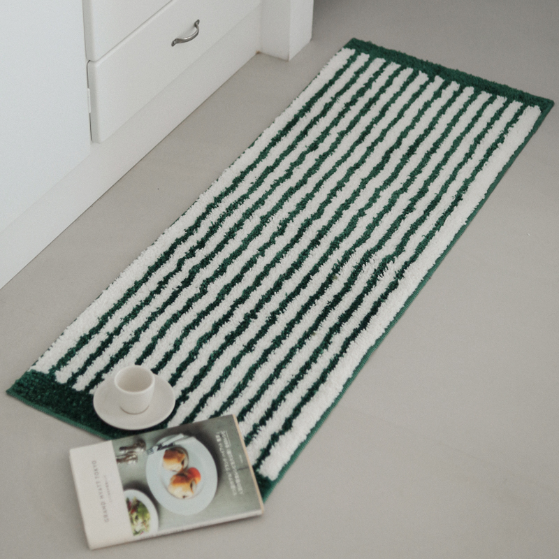 네이쳐리빙 리네 터프팅 워셔블 주방 발매트, 그린, 120x45cm