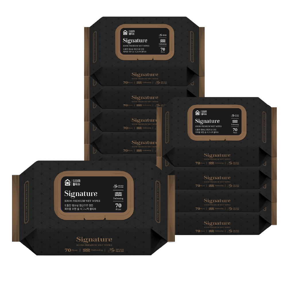 [토스쇼핑]숨 시그니처 물티슈, 63gsm, 70매, 10팩(7,900원/무료)