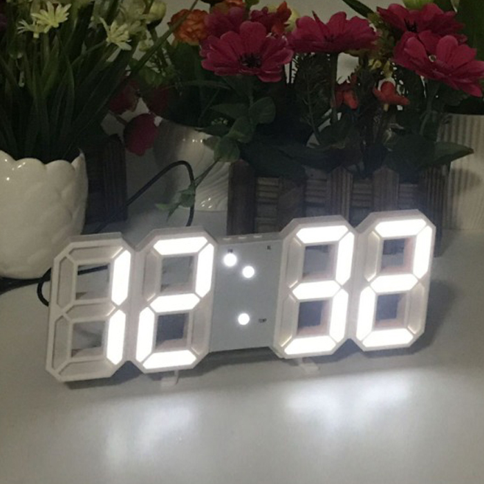 3D 디지털 LED 시계, 화이트, 1개