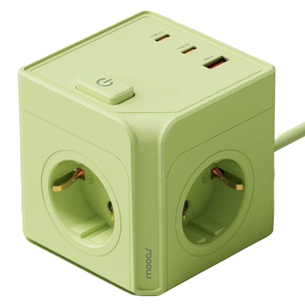 무아스 더 큐브 마그넷 3구 USB 고용량 멀티탭, 올리브그린, 1.5m, 1개