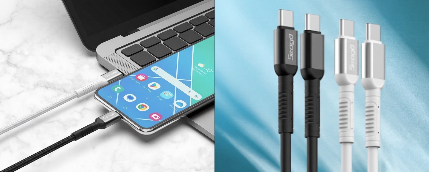 서가 메탈 고강도 60W PD CtoC타입 초고속 케이블, 화이트, 1.5m, 2개