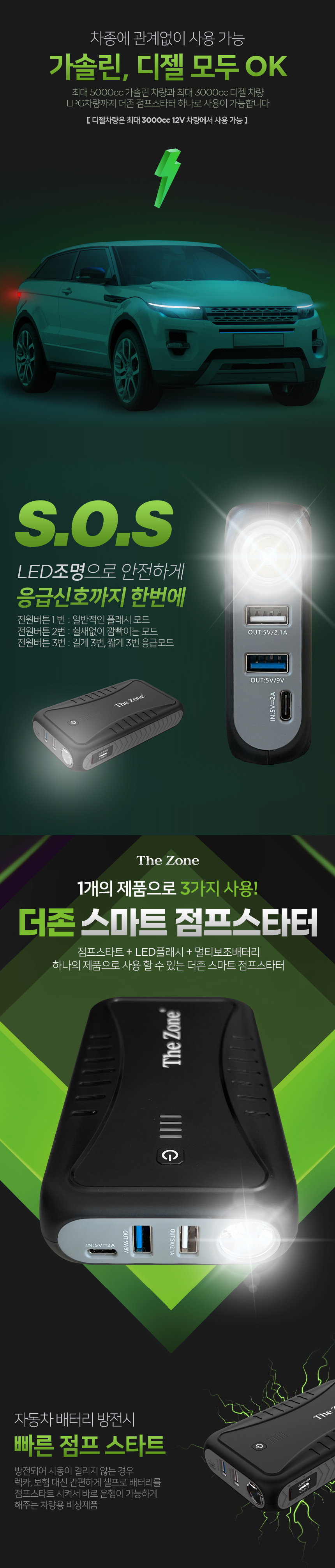 더존 스마트 점프스타터 TZ-J7500, 7500mAh, 1개 상세 이미지 3