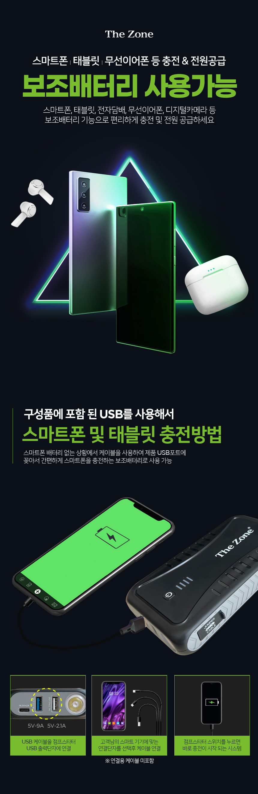 더존 스마트 점프스타터 TZ-J7500, 7500mAh, 1개 상세 이미지 5