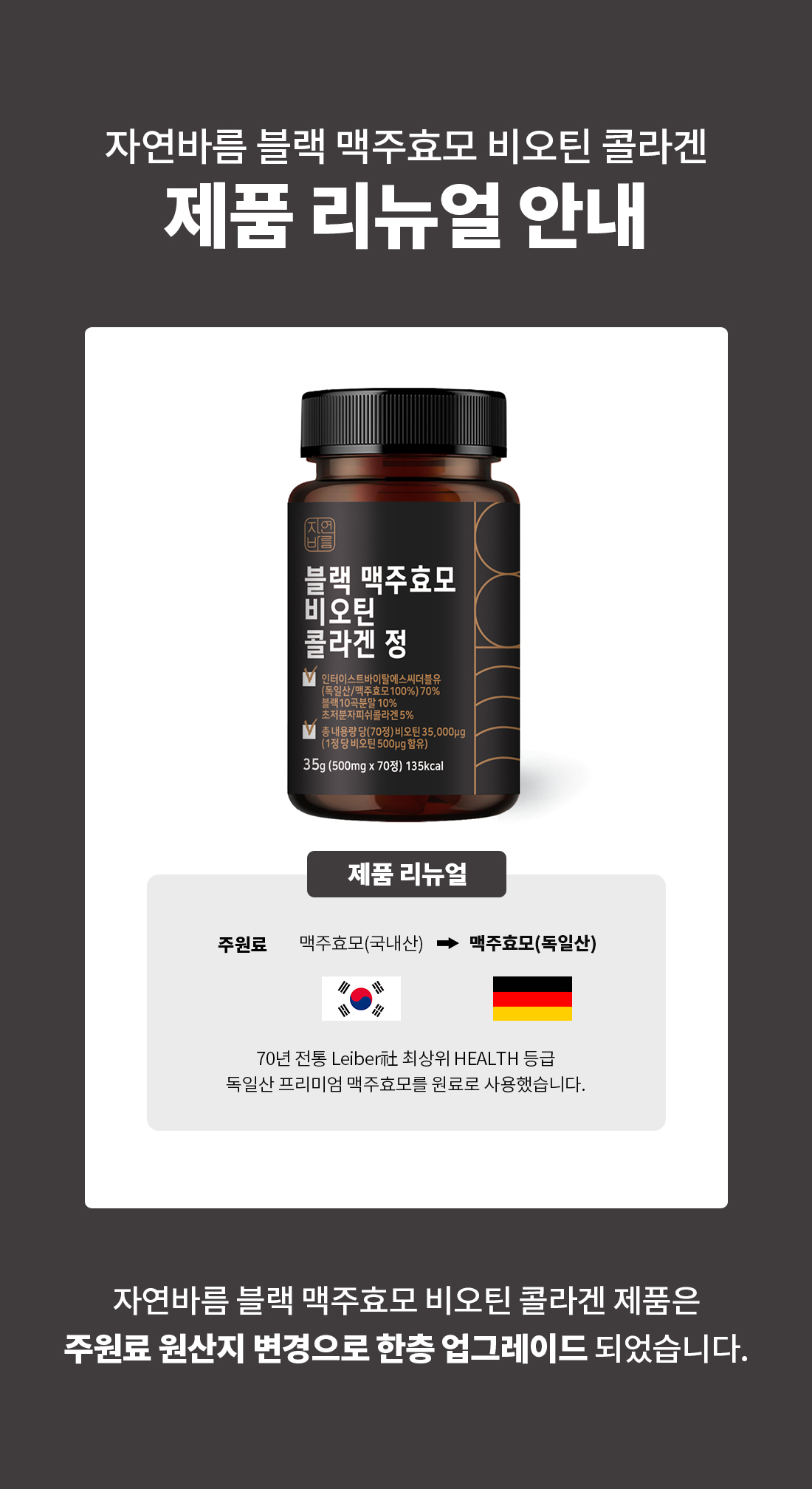 자연바름 블랙 맥주효모 비오틴 콜라겐 정, 70정, 3개 상세 이미지 2
