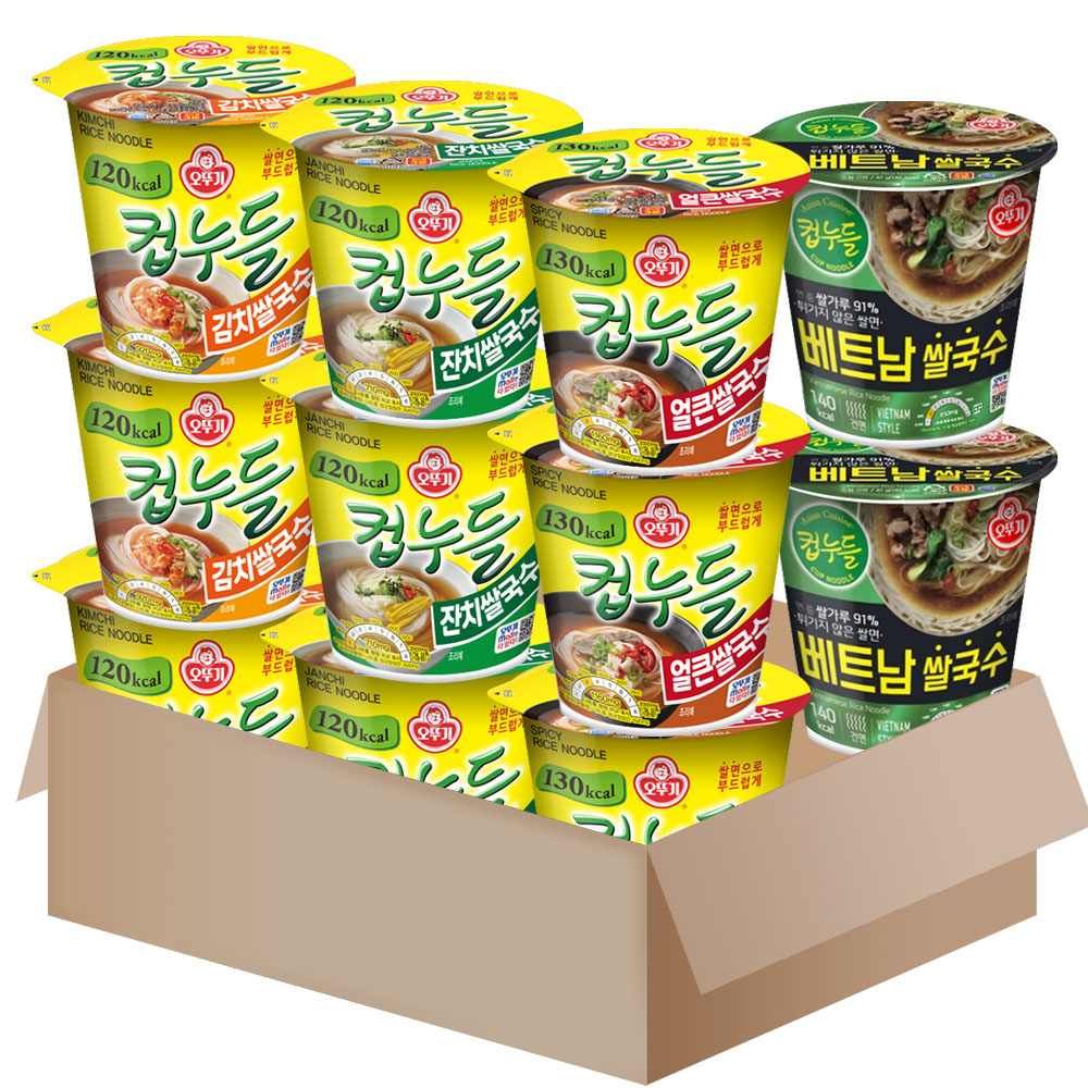 오뚜기 컵누들 쌀국수 세트, 얼큰 3개 + 잔치 3개 + 김치 3개 + 베트남 2개, 1세트