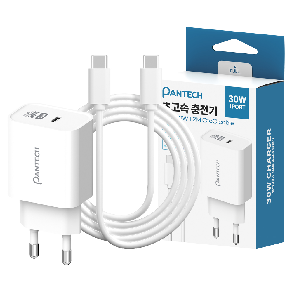 팬택 30W 1포트 C타입 초고속 충전기 + 케이블, 1.2m, 1개 상품 이미지 1