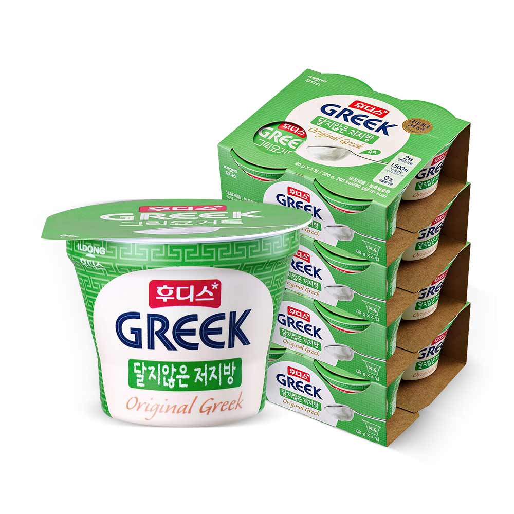 후디스 그릭요거트, 달지않은 저지방, 80g, 16개