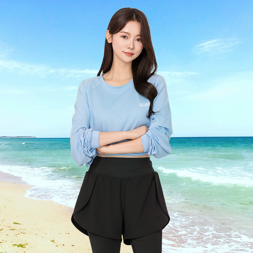 올레브 2in1 래쉬가드 워터 레깅스, 블랙, XL(77), 1개