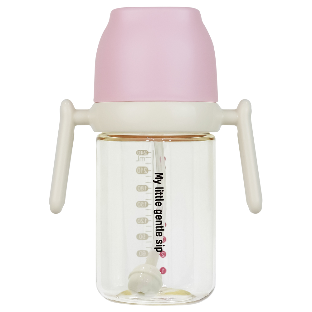 아기 빨대컵 어린이집 물병 빨대추, 핑크, 240ml, 1개