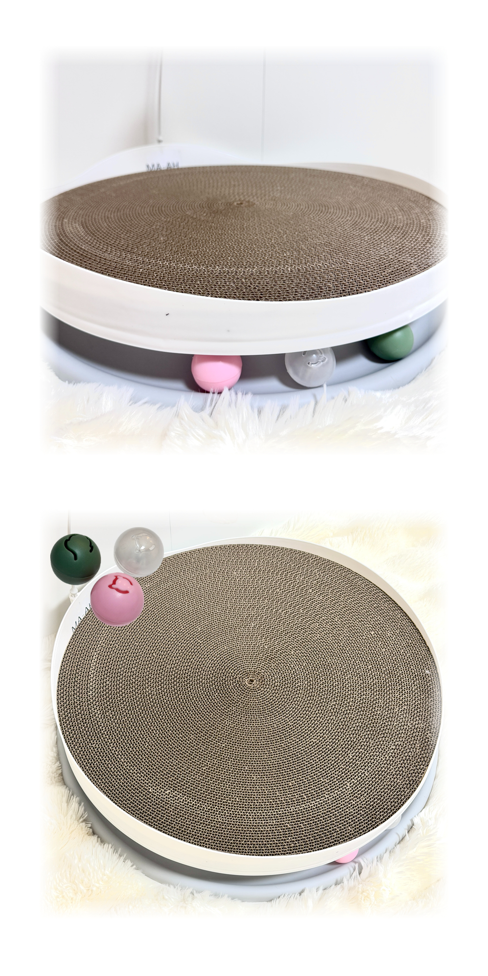 고양이 대형 트랙볼 스크래쳐 평판형 장난감, 화이트, 50cm, PTVC-25, 1개 상세 이미지 6