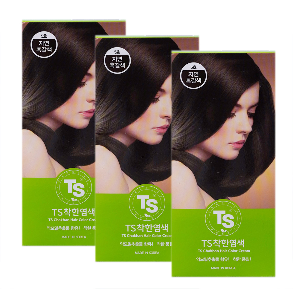 TS 더착한염색, 5호 자연흑갈색, 120g, 3개 상품 이미지 1