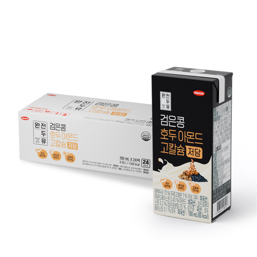 완전두유 검은콩 호두아몬드 고칼슘 저당, 190ml, 24개