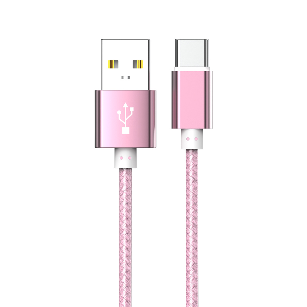 WJT 메탈 고속 충전 케이블, USB-C, 핑크, 1.5m, 1개 상품 이미지 1
