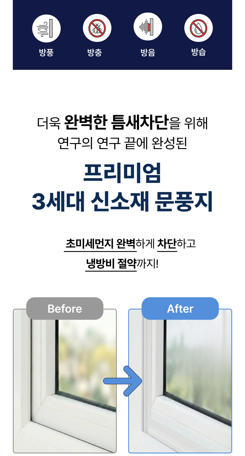 빈틈제로 우풍차단 프리미엄 문풍지, 그레이, 10M, 2개 상세 이미지 6