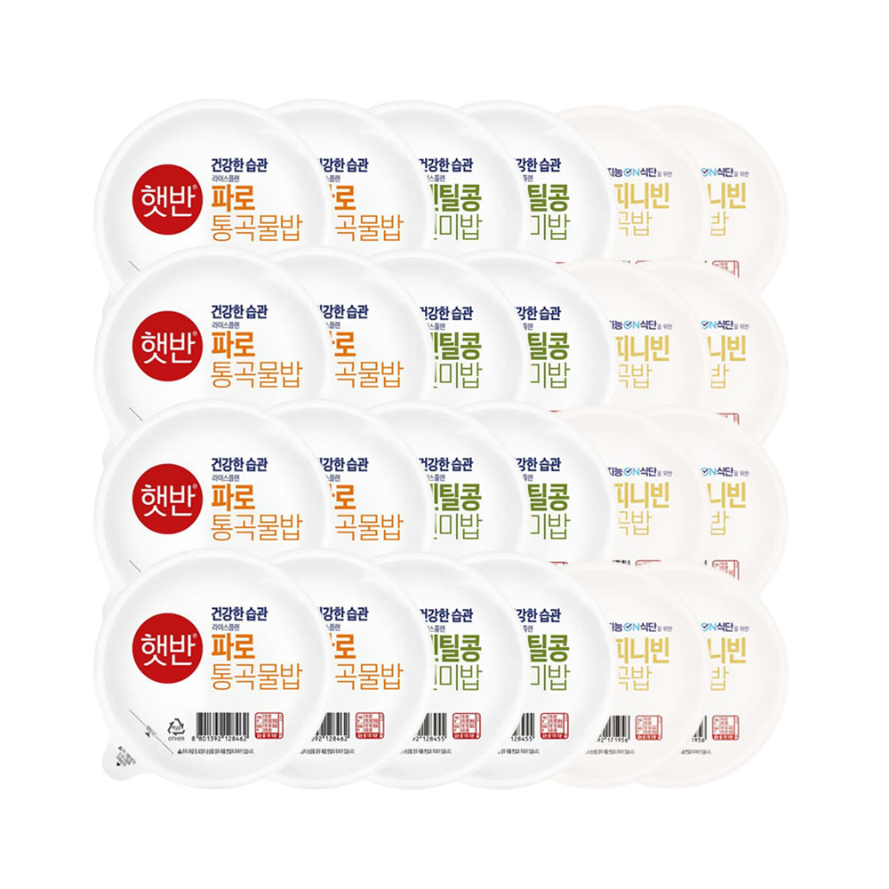 CJ제일제당 햇반 라이스플랜, 렌틸콩 현미밥 190g 8개 + 파로 통곡물밥 190g 8개 + 루피니빈 잡곡밥 190g 8개, 1세트