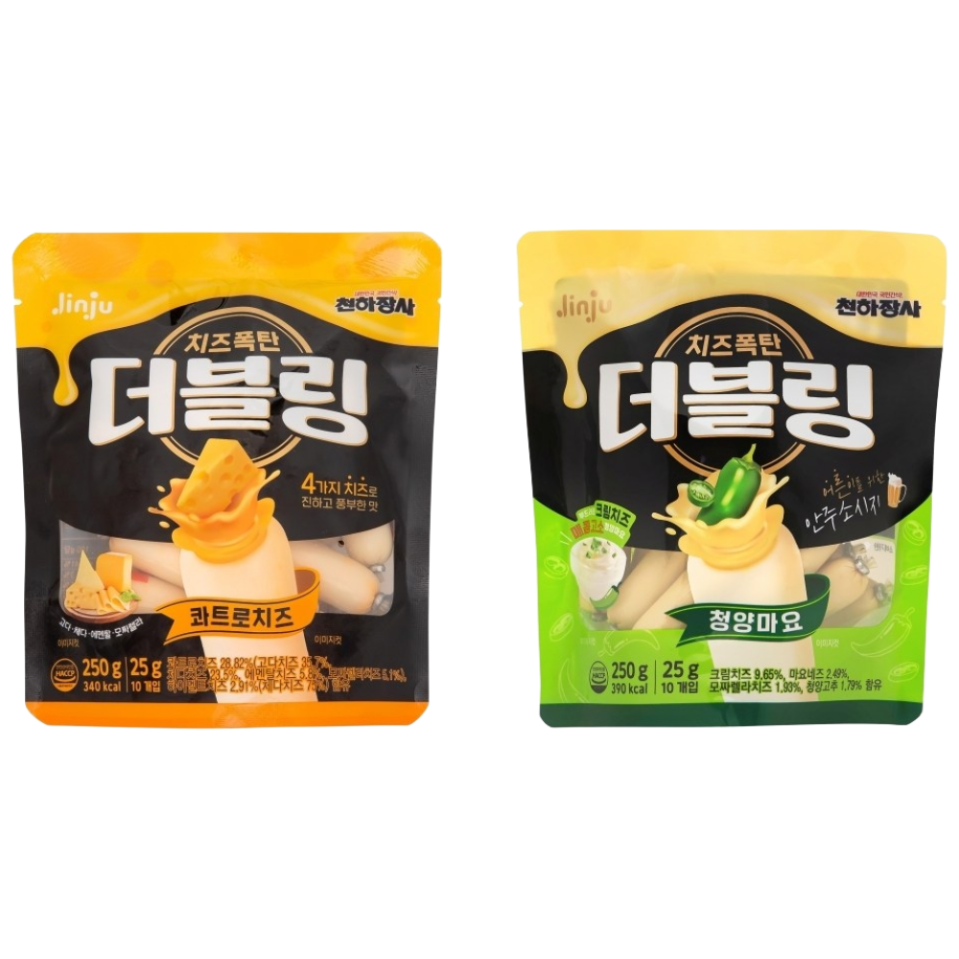진주 천하장사 더블링 소시지 2종(콰트로치즈+청양마요), 500g, 2개