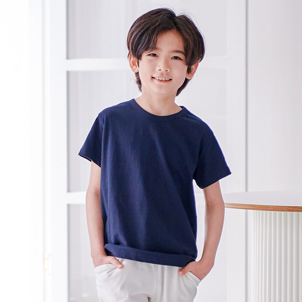 잭키드 여름 주니어 초등학생 남아 기본 무지 반팔티, 네이비, 15호, 1개