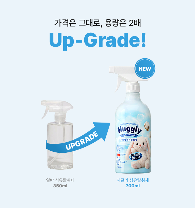 허글리 대용량 섬유탈취제, 코튼캔디, 700ml, 2개 상세 이미지 2
